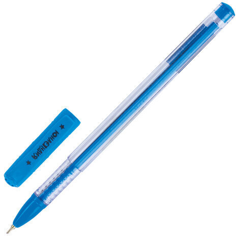 Ручка шариковая масляная ЮНЛАНДИЯ "STAR", СИНЯЯ, корпус прозрачный, 0,7 мм, линия письма 0,35 мм, 143010
