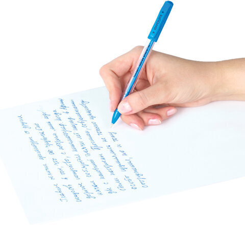 Ручка шариковая масляная ЮНЛАНДИЯ "STAR", СИНЯЯ, корпус прозрачный, 0,7 мм, линия письма 0,35 мм, 143010