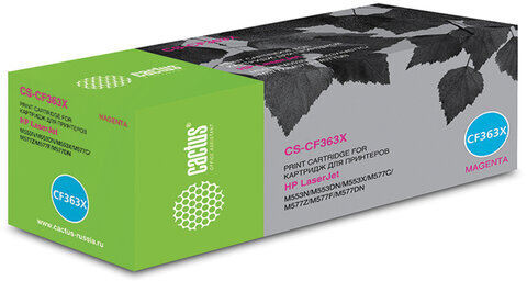 Картридж лазерный CACTUS (CS-CF363X) для HP LaserJet Pro M552dn/M553dn/M553n, пурпурный, ресурс 9500 стр.