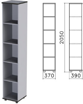Шкаф (стеллаж) &quot;Монолит&quot;, 370х390х2050 мм, 4 полки, цвет серый, КМ45.11
