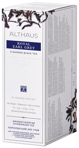 Чай ALTHAUS "Royal Earl Grey" черный, 15 пирамидок по 4 г для чайника, ГЕРМАНИЯ, TALTHB-GP0056