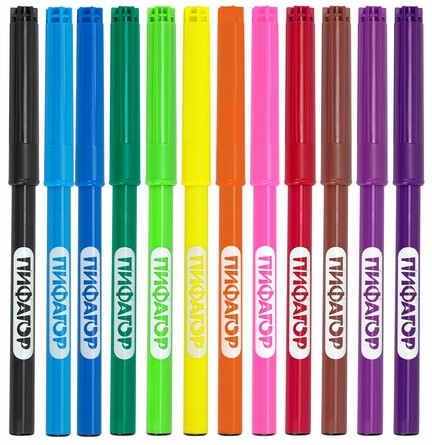 Фломастеры ПИФАГОР "Веселая такса", 12 цветов, вентилируемый колпачок, 151397