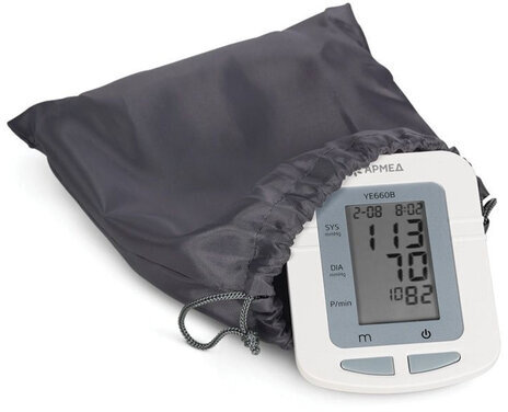 Тонометр АРМЕД YE660B, диапазон давления 0-280 мм рт. ст., диапазон пульса 40-200 уд/мин, автоматический, без поверки, 1977601