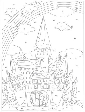 Раскраска по номерам А5, ЮНЛАНДИЯ "ЗАМОК", С АКРИЛОВЫМИ КРАСКАМИ, на картоне, кисть, 661602