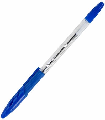 Ручка шариковая с грипом BRAUBERG "ULTRA GT", СИНЯЯ, корпус прозрачный, линия 0,5 мм, 144051