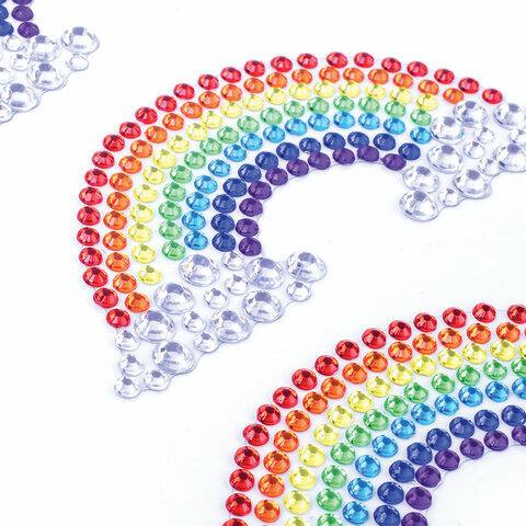 Наклейки готовые из страз РАДУГА, 3 декоративных элемента, 9,5х15,5 см, ОСТРОВ СОКРОВИЩ, 662236