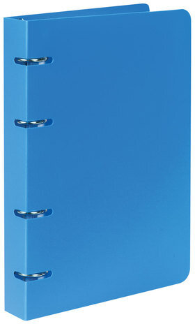 Тетрадь на кольцах А5 160х215 мм, 80 л., пластик, клетка, BRAUBERG, "Голубой", 403251