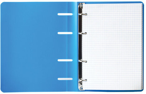 Тетрадь на кольцах А5 160х215 мм, 80 л., пластик, клетка, BRAUBERG, "Голубой", 403251