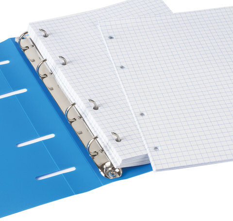 Тетрадь на кольцах А5 160х215 мм, 80 л., пластик, клетка, BRAUBERG, "Голубой", 403251