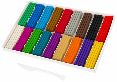 Пластилин классический BRAUBERG "АКАДЕМИЯ КЛАССИЧЕСКАЯ", 18 цветов, 360 г, СО СТЕКОМ, 106509