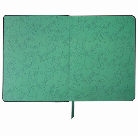 Тетрадь А5 (168х208 мм), 80 л., сшивка, клетка, под кожу, бумага 70 г/м2, фольга, BRAUBERG VISTA, "Lemon Story", 403918