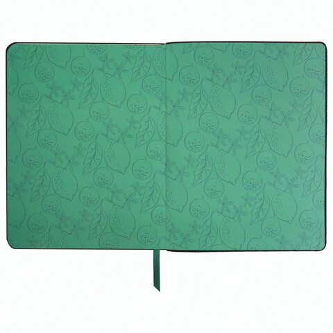 Тетрадь А5 (168х208 мм), 80 л., сшивка, клетка, под кожу, бумага 70 г/м2, фольга, BRAUBERG VISTA, "Lemon Story", 403918