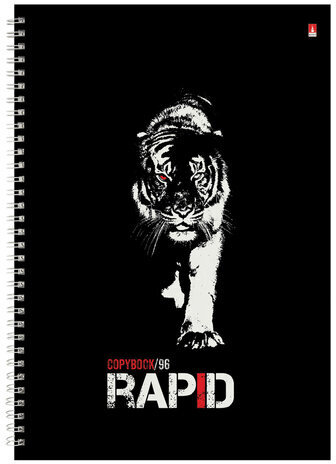 Тетрадь А4, 96 л., АЛЬТ, гребень, клетка, глянцевая ламинация, "Rapid" (3 вида), 7-96-1122