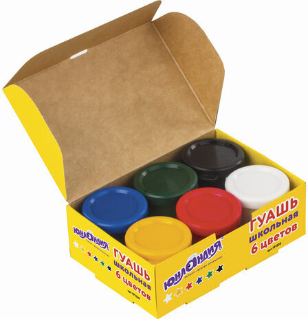 Гуашь ЮНЛАНДИЯ "ШКОЛЬНАЯ", 6 цветов по 17 мл, 191530