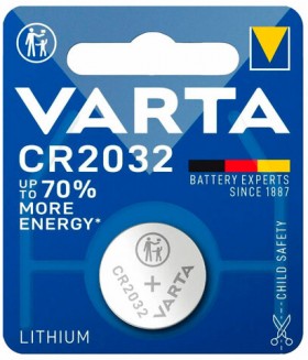 Батарейка 1 шт., VARTA ELECTRONICS, CR2032, литиевая, блистер, 6032101401