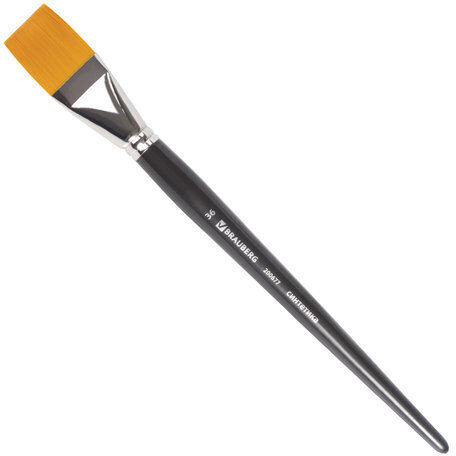 Кисть художественная проф. BRAUBERG ART CLASSIC, синтетика жесткая, плоская, № 36, длинная ручка, 200677