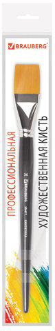 Кисть художественная проф. BRAUBERG ART CLASSIC, синтетика жесткая, плоская, № 36, длинная ручка, 200677