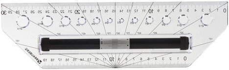 Линейка с роликом (рейсшина) 30 см, BRAUBERG, металлический ролик, коробка с подвесом, 210647