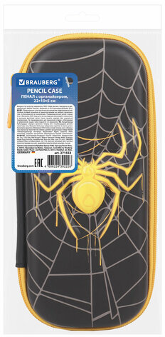 Пенал BRAUBERG, 1 отделение, 1 откидная планка, EVA, 22х10х5 см, "Venomous spider", 271553