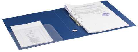 Папка на 2 кольцах BRAUBERG "Стандарт", 40 мм, синяя, до 300 листов, 0,9 мм, 221617