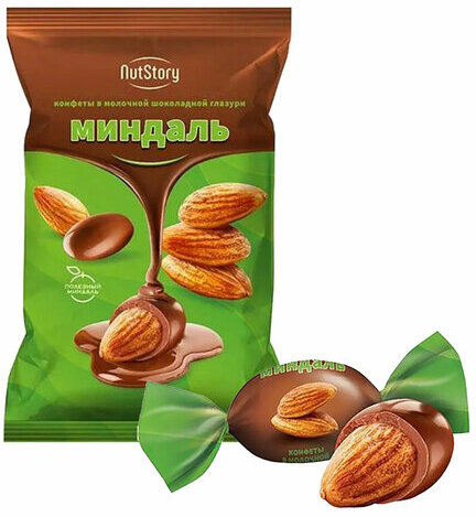 Конфеты "Миндаль" в молочной шоколадной глазури 500 г, NUTSTORY, ОС709