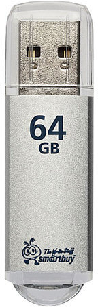 Флеш-диск 64 GB, SMARTBUY V-Cut, USB 3.0, металлический корпус, серебристый, SB64GBVC-S3