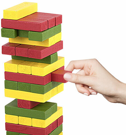 Игра настольная "ЦВЕТНАЯ БАШНЯ", 54 окрашенных деревянных блока + кубик, BRAUBERG HOBBY, 665493