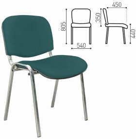 Стул для персонала и посетителей &quot;ИЗО&quot;, хромированный каркас, ткань зеленая С-34
