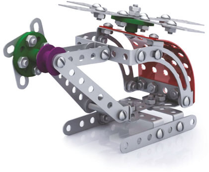 Конструктор металлический "Вертолет", с подвижными деталями, 121 элемент, "Десятое королевство", 02028