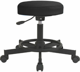 Кресло РС12, без спинки, без подлокотников, кожзам, черное, РС01.00.12 б/сп