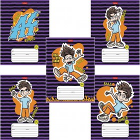 Тетрадь 12 л., HATBER, линия, обложка картон, "Влад А4" (5 видов в спайке), 12Т5В2