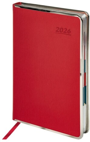 Ежедневник датированный 2026 А5 148х218 мм, GALANT "Infinity Silver", под кожу, красный, 117497