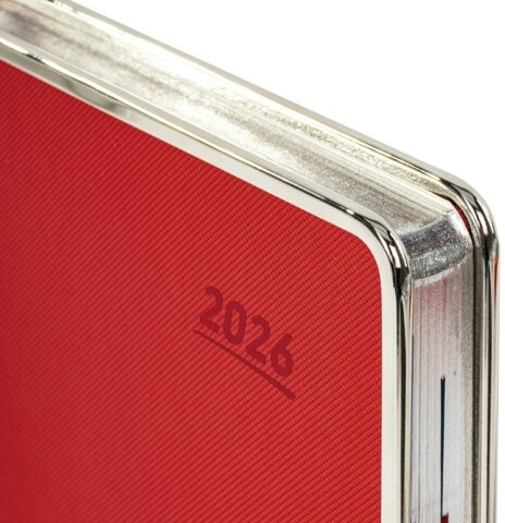 Ежедневник датированный 2026 А5 148х218 мм, GALANT "Infinity Silver", под кожу, красный, 117497