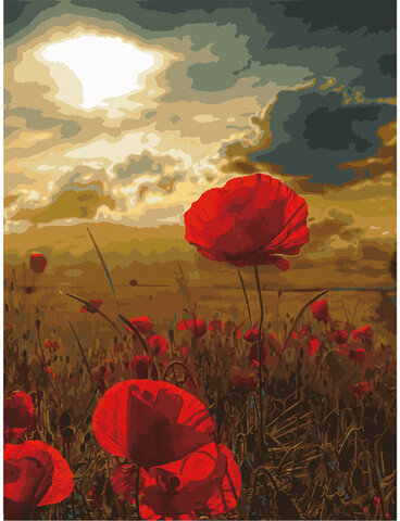 Картина по номерам 40х50 см, ОСТРОВ СОКРОВИЩ "Маковое поле", на подрамнике, акриловые краски, 3 кисти, 662493