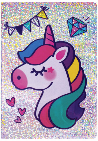 Блокнот МАЛЫЙ ФОРМАТ (103х148 мм) А6, 32 л., сшивка, тиснение, клетка, ЮНЛАНДИЯ, Единорог, 662705