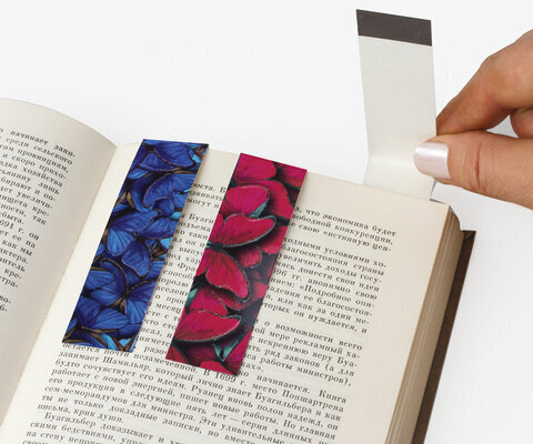 Закладки для книг с магнитом "КРАСКИ ЛЕТА", набор 6 шт., блестки, 25x196 мм, ЮНЛАНДИЯ, 111643