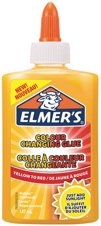 Клей для слаймов канцелярский меняющий цвет ELMERS Colour Changing Glue, 147 мл, желтый на красный, 2109498