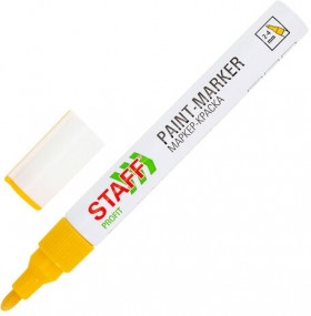 Маркер-краска лаковый (paint marker) 2-4 мм, ЖЕЛТЫЙ, НИТРО-ОСНОВА, STAFF PROFIT, для любых поверхностей, 152583