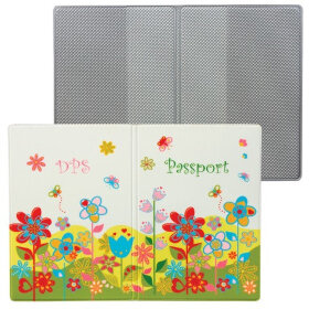 Обложка для паспорта &quot;Цветы&quot;, кожзам, полноцветный рисунок, ДПС, 2203.Т5