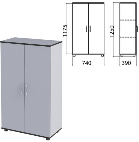 Шкаф закрытый "Монолит", 740х390х1250 мм, цвет серый (КОМПЛЕКТ)