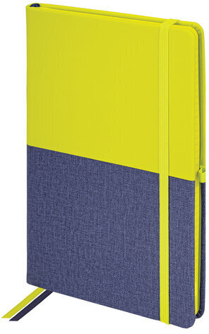 Блокнот А5 (148х218 мм), BRAUBERG "DUO", под кожу с резинкой, 80 л., клетка, зеленый/фиолетовый, 113430