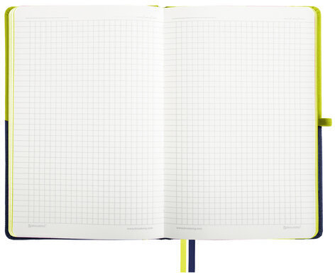 Блокнот А5 (148х218 мм), BRAUBERG "DUO", под кожу с резинкой, 80 л., клетка, зеленый/фиолетовый, 113430