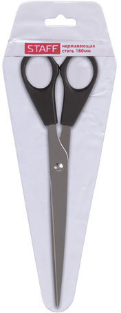 Ножницы STAFF "Basic", 180 мм, чёрные, ПВХ чехол с европодвесом, 236939