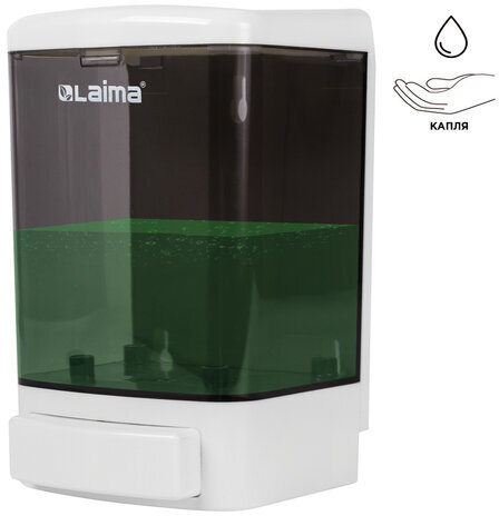 Дозатор для жидкого мыла LAIMA, НАЛИВНОЙ, 1 л, белый (тонированный), ABS-пластик, 603920