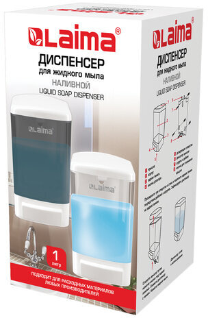 Дозатор для жидкого мыла LAIMA, НАЛИВНОЙ, 1 л, белый (тонированный), ABS-пластик, 603920