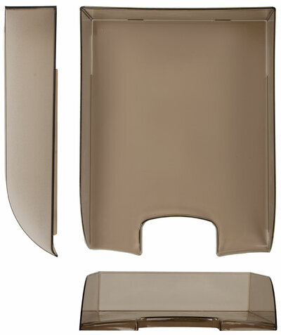 Лоток горизонтальный для бумаг BRAUBERG "Office style", 320х245х65 мм, тонированный серый, 237289