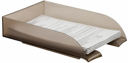 Лоток горизонтальный для бумаг BRAUBERG "Office style", 320х245х65 мм, тонированный серый, 237289