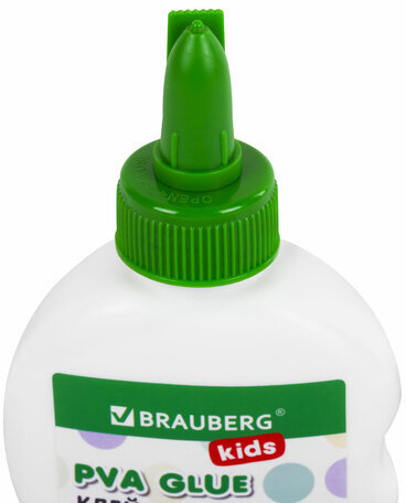 Клей ПВА, усиленный, BRAUBERG KIDS с супер-дозатором (для школы, хобби и творчества), 125 г, 271937