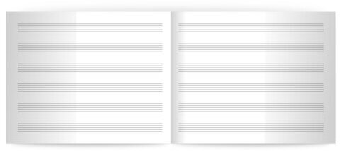 Тетрадь для нот А5, 24 л., обложка мелованный картон, горизонтальная, на скобе, BRAUBERG, "Музыка", 404639