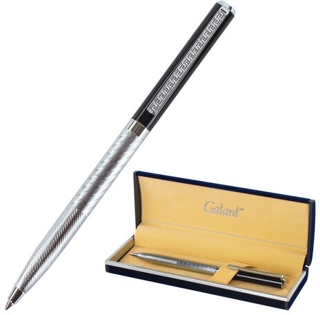 Ручка подарочная шариковая GALANT "Landsberg", корпус серебристый с черным, хромированные детали, пишущий узел 0,7 мм, синяя, 141013